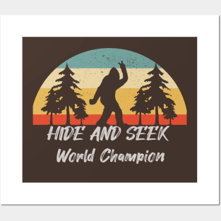 Retro Vintage Bigfoot Hide And Seek World Champion Posters and Art